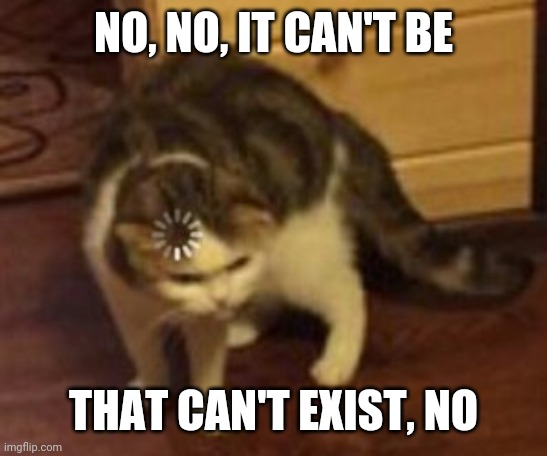 Loading cat | NO, NO, IT CAN'T BE THAT CAN'T EXIST, NO | image tagged in loading cat | made w/ Imgflip meme maker