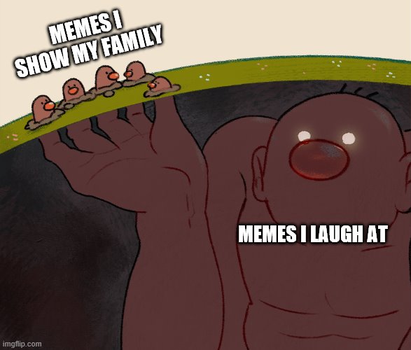 MEMES I SHOW MY FAMILY; MEMES I LAUGH AT | image tagged in memes,pokemon | made w/ Imgflip meme maker