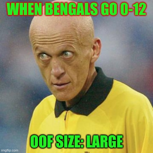 Are you serious? (Football) | WHEN BENGALS GO 0-12; OOF SIZE: LARGE | image tagged in are you serious football | made w/ Imgflip meme maker