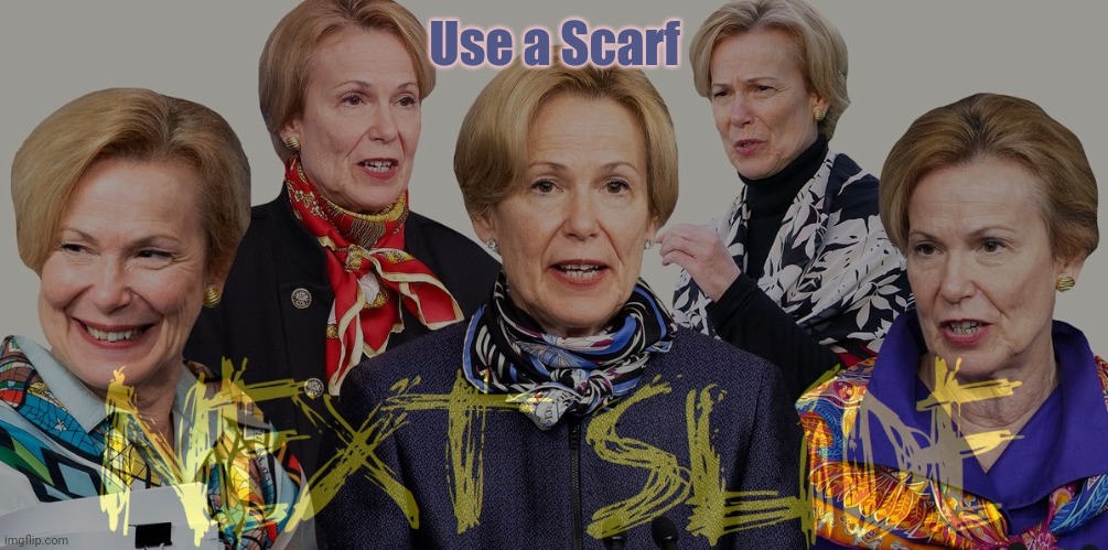 Plandemc Safety First: Before you get caught in this COVID deep shift- And before you Slip up on a Door Knob...-Dr. Deborah Birx | Use a Scarf | image tagged in chaos theory,covid-19,pandemic,panic attack,suicide hotline,the great awakening | made w/ Imgflip meme maker