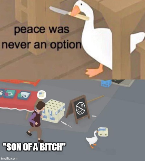 GOOSE ON THE LOOSE | "SON OF A B!TCH" | image tagged in untitled goose peace was never an option,memes,goose,toilet paper | made w/ Imgflip meme maker