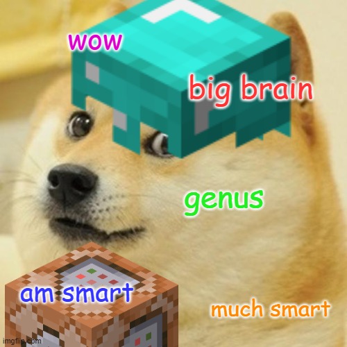 Minecraft Noobs when they insert something into a Command Block and it works | wow; big brain; genus; am smart; much smart | image tagged in minecraft,doge | made w/ Imgflip meme maker