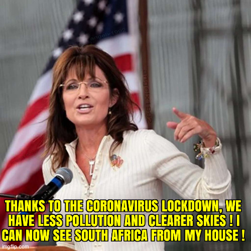 image tagged in sarah palin,coronavirus,russia,south africa,covid-19,pollution | made w/ Imgflip meme maker