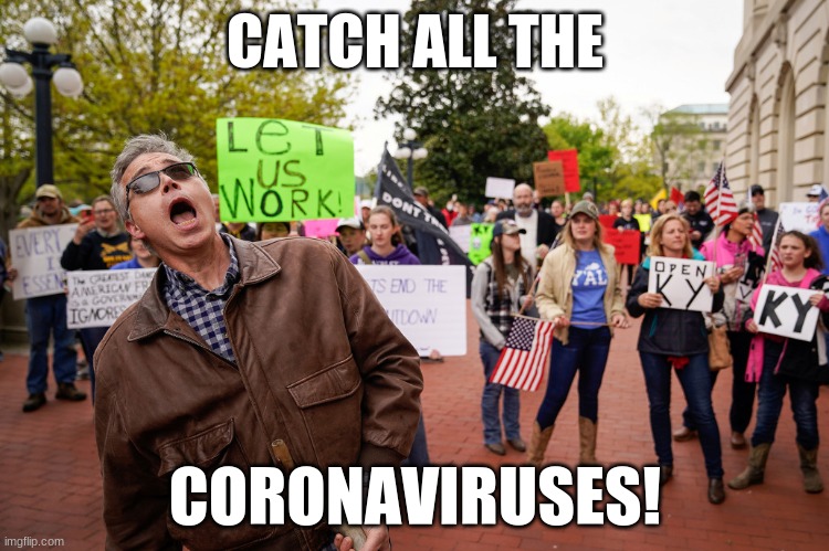 Kentucky sees largest spike in covid patients after protest to lockdown | CATCH ALL THE; CORONAVIRUSES! | image tagged in catch all the coronavirus | made w/ Imgflip meme maker