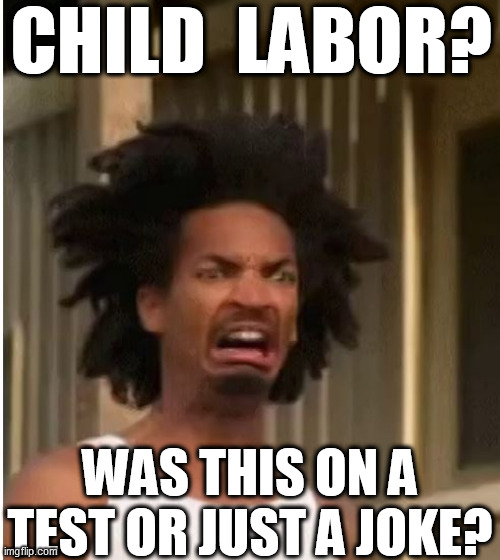 CHILD  LABOR? WAS THIS ON A TEST OR JUST A JOKE? | made w/ Imgflip meme maker