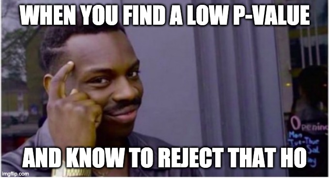 Smart guy | WHEN YOU FIND A LOW P-VALUE; AND KNOW TO REJECT THAT HO | image tagged in smart guy | made w/ Imgflip meme maker