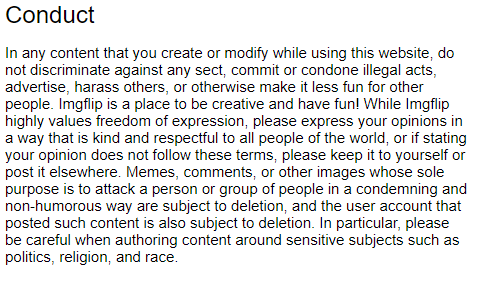 ImgFlip TOS Conduct Blank Meme Template
