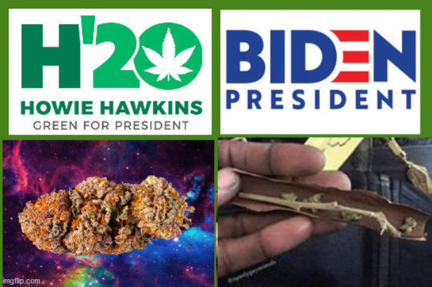 If candidates were weed | image tagged in howie hawkins,green party,joe biden,democrat party,weed | made w/ Imgflip meme maker