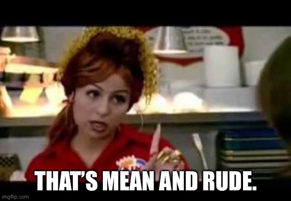 rude | THAT’S MEAN AND RUDE. | image tagged in rude | made w/ Imgflip meme maker