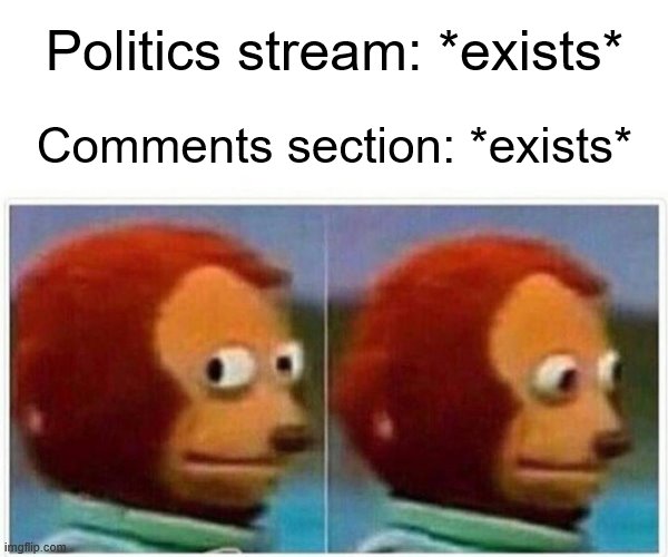 When they ridicule the idea that ImgFlip is a "debate website." | Politics stream: *exists*; Comments section: *exists* | image tagged in monkey puppet,debate,meme comments,comment section,politics lol,politics | made w/ Imgflip meme maker