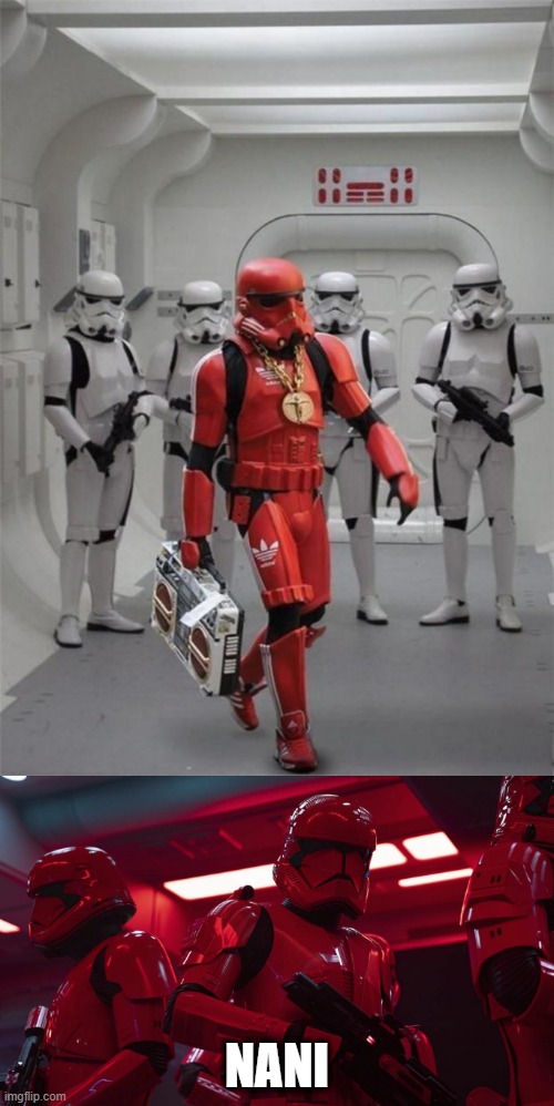 They look so similar | NANI | image tagged in hip hop stormtrooper,sith trooper transport,coincidence | made w/ Imgflip meme maker