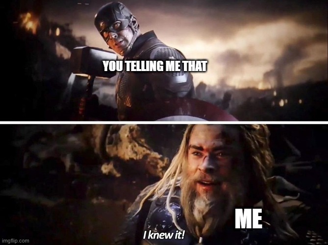 I knew it Thor | YOU TELLING ME THAT ME | image tagged in i knew it thor | made w/ Imgflip meme maker