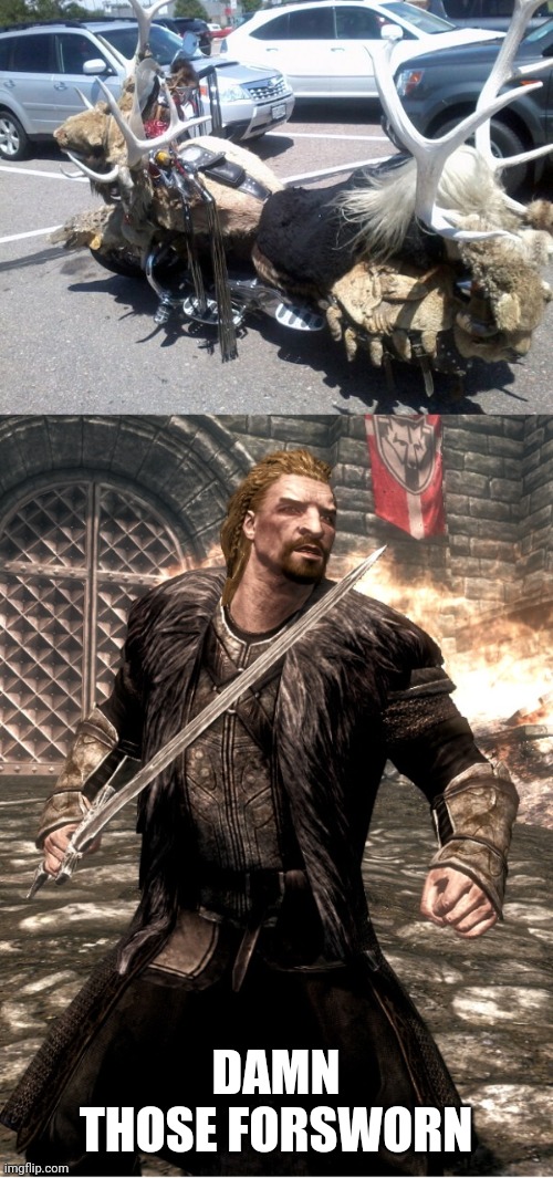THEY RIDING IN STYLE | DAMN THOSE FORSWORN | image tagged in memes,skyrim,forsworn,skyrim meme | made w/ Imgflip meme maker