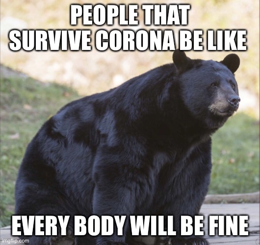 Smileingbear | PEOPLE THAT SURVIVE CORONA BE LIKE; EVERY BODY WILL BE FINE | image tagged in smileingbear | made w/ Imgflip meme maker