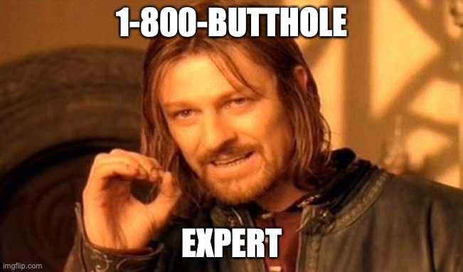 One Does Not Simply | 1-800-BUTTHOLE; EXPERT | image tagged in memes,one does not simply | made w/ Imgflip meme maker