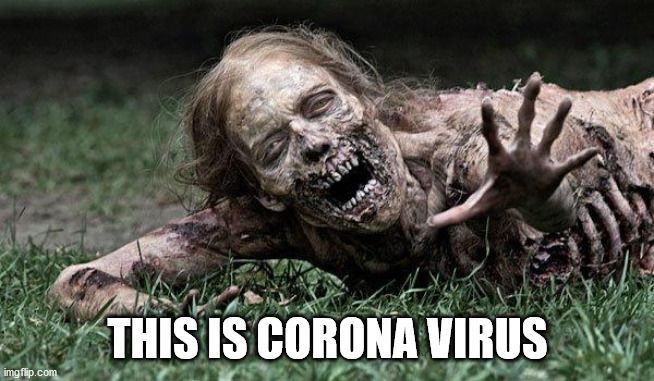Walking Dead Zombie | THIS IS CORONA VIRUS | image tagged in walking dead zombie | made w/ Imgflip meme maker