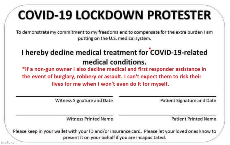 COVID-19 Protester | image tagged in covid-19,protest card,gun rights | made w/ Imgflip meme maker