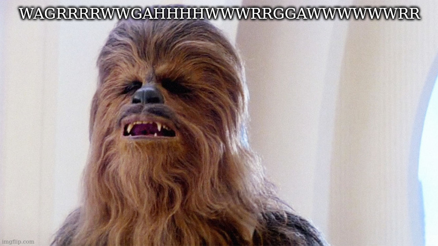 Chewbacca | WAGRRRRWWGAHHHHWWWRRGGAWWWWWWRR | image tagged in chewbacca | made w/ Imgflip meme maker