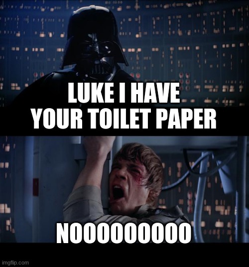 Star Wars No Meme | LUKE I HAVE YOUR TOILET PAPER; NOOOOOOOOO | image tagged in memes,star wars no | made w/ Imgflip meme maker