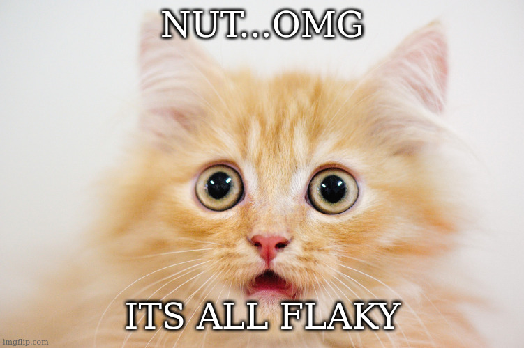 microdroplets | NUT...OMG ITS ALL FLAKY | image tagged in microdroplets | made w/ Imgflip meme maker