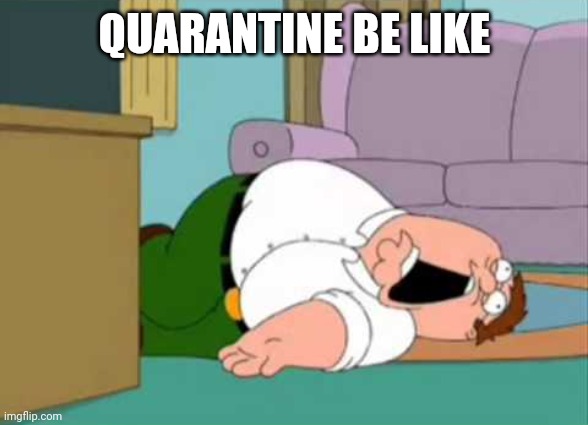 Dead Peter Griffin | QUARANTINE BE LIKE | image tagged in dead peter griffin,quarantine,coronavirus,memes | made w/ Imgflip meme maker