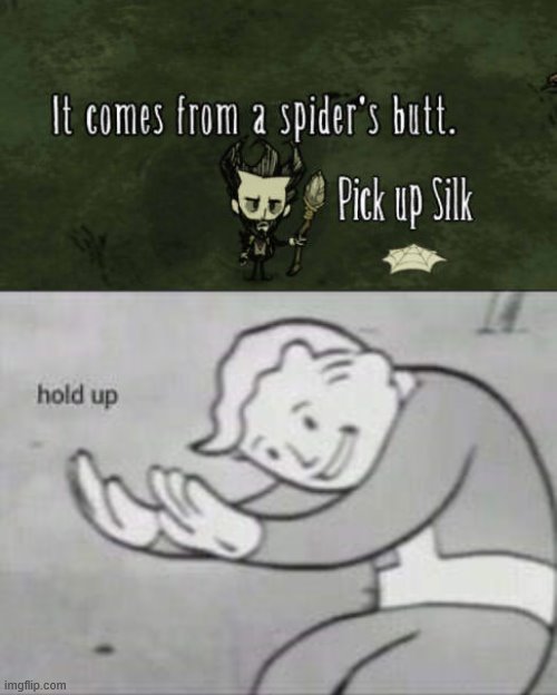 Wait a Minute | image tagged in fallout hold up,don't starve,video games | made w/ Imgflip meme maker