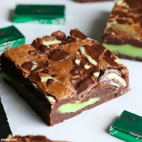 Mint Fudge Brownie | image tagged in foodz | made w/ Imgflip meme maker