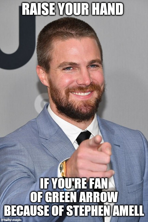 Dc meme | RAISE YOUR HAND; IF YOU'RE FAN OF GREEN ARROW BECAUSE OF STEPHEN AMELL | image tagged in dc comics | made w/ Imgflip meme maker