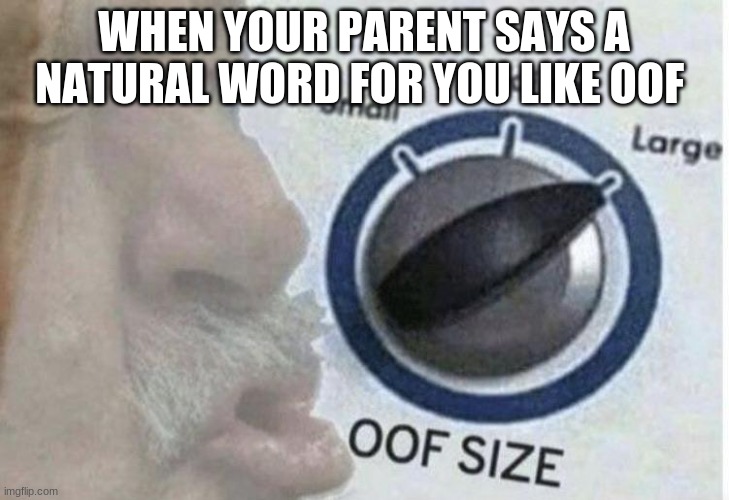 Oof size large | WHEN YOUR PARENT SAYS A NATURAL WORD FOR YOU LIKE OOF | image tagged in oof size large | made w/ Imgflip meme maker