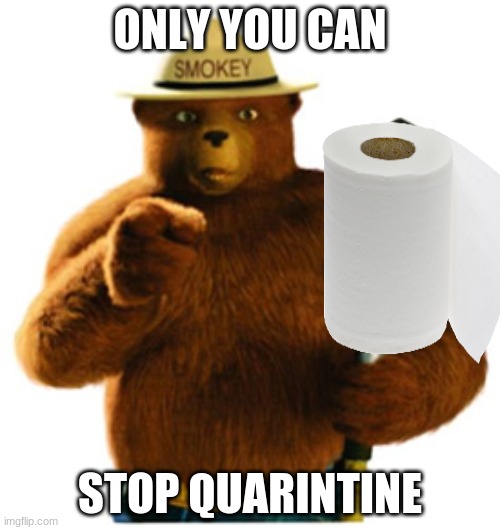 Smokey The Bear | ONLY YOU CAN; STOP QUARINTINE | image tagged in smokey the bear | made w/ Imgflip meme maker