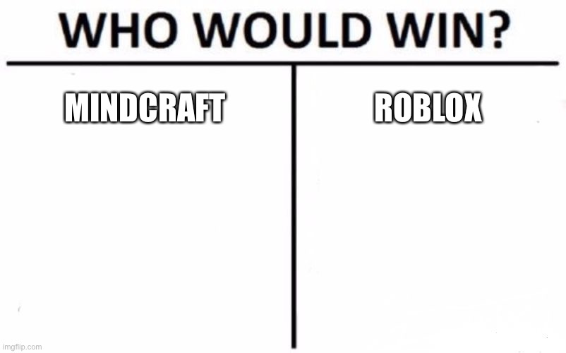 Who Would Win? Meme | MINDCRAFT ROBLOX | image tagged in memes,who would win | made w/ Imgflip meme maker