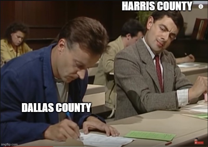 Harris County Judge | HARRIS COUNTY; DALLAS COUNTY | image tagged in lina hidalgo,harris county,judge,houston,dallas county | made w/ Imgflip meme maker