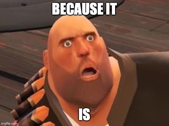 TF2 Heavy | BECAUSE IT IS | image tagged in tf2 heavy | made w/ Imgflip meme maker