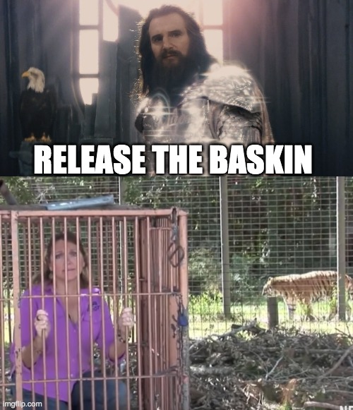 When you want your enemies to disappear without a trace... | RELEASE THE BASKIN | image tagged in tiger king,carole baskin,release the kraken | made w/ Imgflip meme maker
