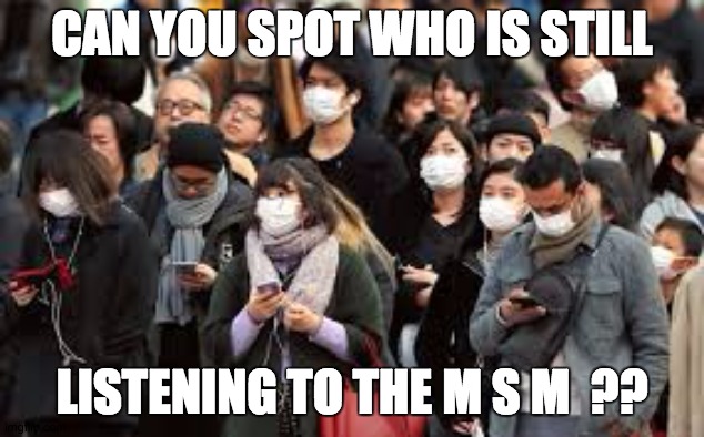 Masks | CAN YOU SPOT WHO IS STILL; LISTENING TO THE M S M  ?? | image tagged in masks | made w/ Imgflip meme maker