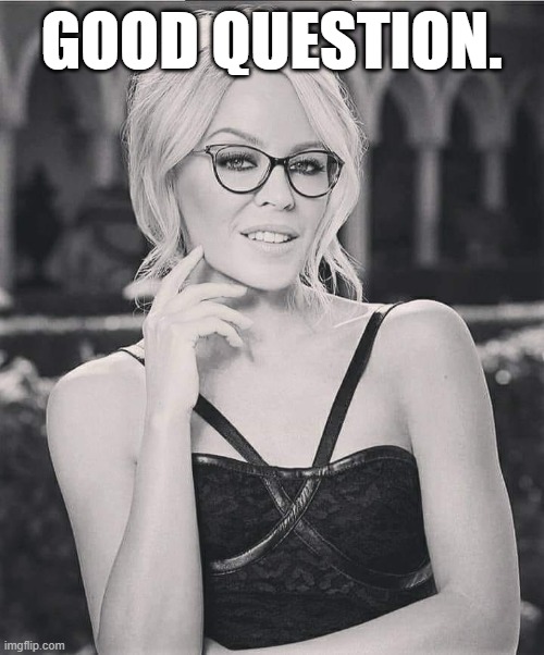 Kylie glasses black white | GOOD QUESTION. | image tagged in kylie glasses black white | made w/ Imgflip meme maker