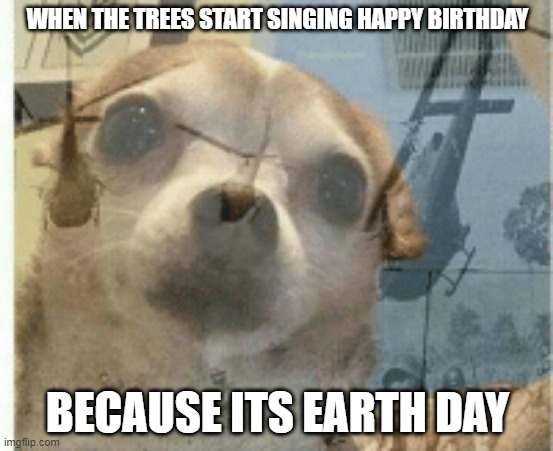 earth day |  WHEN THE TREES START SINGING HAPPY BIRTHDAY; BECAUSE ITS EARTH DAY | image tagged in earth day,memory | made w/ Imgflip meme maker