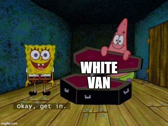 Okay Get In | WHITE VAN | image tagged in okay get in | made w/ Imgflip meme maker