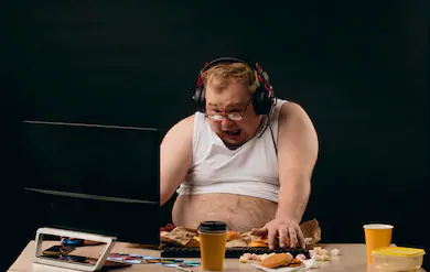 Fat guy computer Blank Meme Template