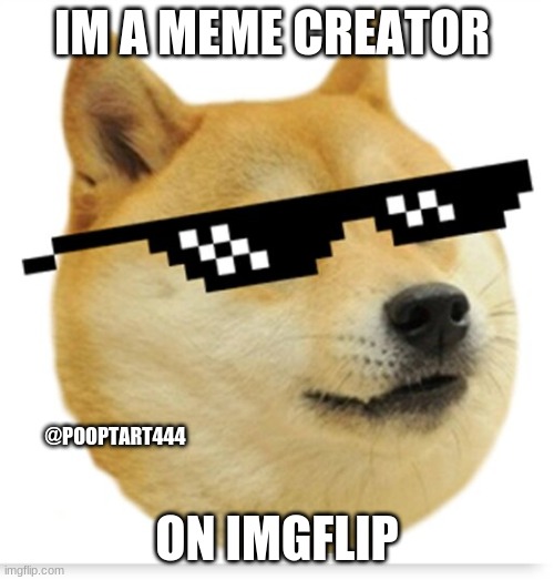 IM A MEME CREATOR; @POOPTART444; ON IMGFLIP | image tagged in doge | made w/ Imgflip meme maker