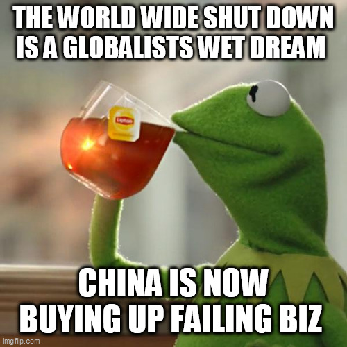 NWO | THE WORLD WIDE SHUT DOWN IS A GLOBALISTS WET DREAM; CHINA IS NOW BUYING UP FAILING BIZ | image tagged in memes,but that's none of my business,kermit the frog | made w/ Imgflip meme maker