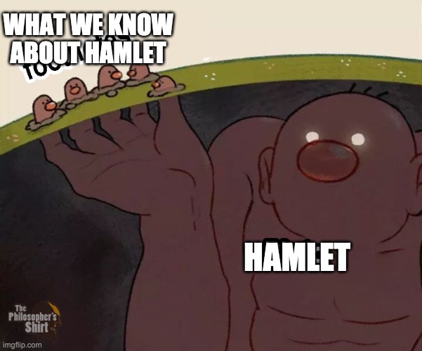 Hamlet Shakespeare | WHAT WE KNOW ABOUT HAMLET; HAMLET | image tagged in funny | made w/ Imgflip meme maker