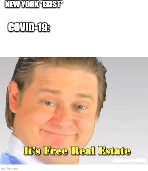 memes | NEW YORK *EXIST*; COVID-19: | image tagged in it's free real estate | made w/ Imgflip meme maker