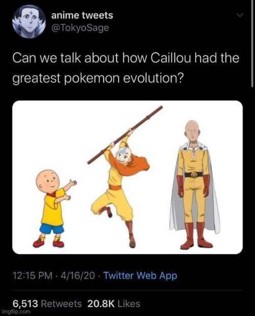 Best ever... | image tagged in calliou,one punch man | made w/ Imgflip meme maker