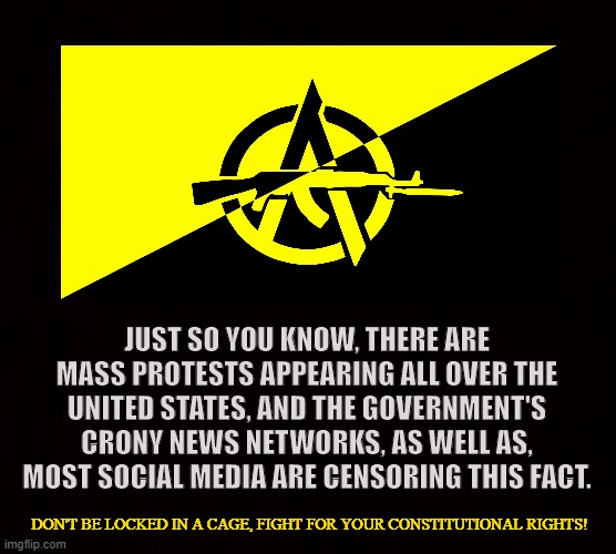 1st Amendment | JUST SO YOU KNOW, THERE ARE MASS PROTESTS APPEARING ALL OVER THE UNITED STATES, AND THE GOVERNMENT'S CRONY NEWS NETWORKS, AS WELL AS, MOST SOCIAL MEDIA ARE CENSORING THIS FACT. DON'T BE LOCKED IN A CAGE, FIGHT FOR YOUR CONSTITUTIONAL RIGHTS! | image tagged in coronavirus,covid-19,censorship,protest,social media,news | made w/ Imgflip meme maker