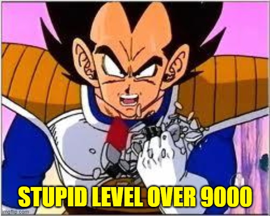 Its OVER 9000! | STUPID LEVEL OVER 9000 | image tagged in its over 9000 | made w/ Imgflip meme maker