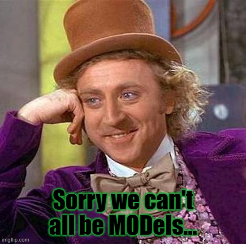 Creepy Condescending Wonka Meme | Sorry we can't all be MODels... | image tagged in memes,creepy condescending wonka | made w/ Imgflip meme maker