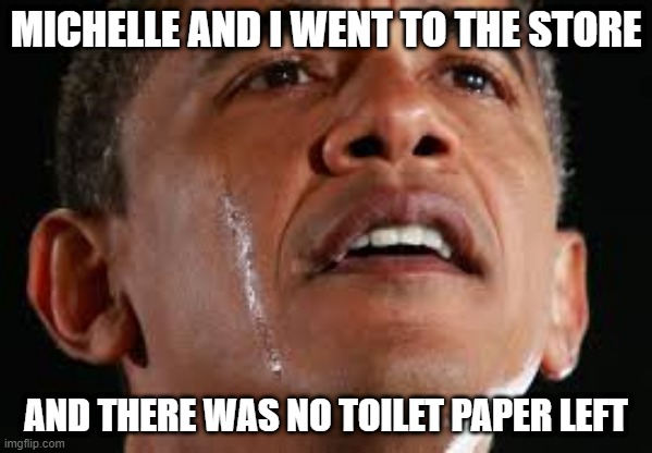 Obama | MICHELLE AND I WENT TO THE STORE; AND THERE WAS NO TOILET PAPER LEFT | image tagged in memes | made w/ Imgflip meme maker