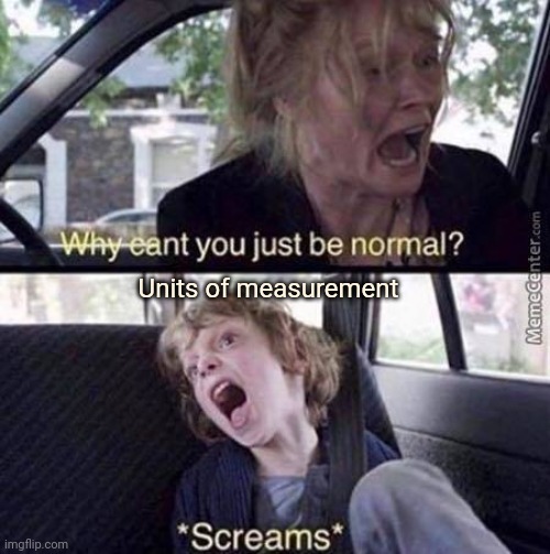 Why Can't You Just Be Normal | Units of measurement | image tagged in why can't you just be normal | made w/ Imgflip meme maker