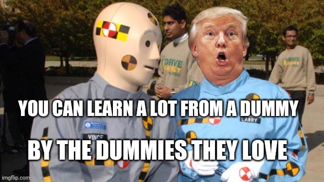 Trump dummy | image tagged in crash,economy | made w/ Imgflip meme maker